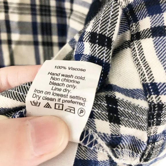 Madewell Black Blue & White Flannel Shirt Dress Women's Size XS - Picture 7 of 7